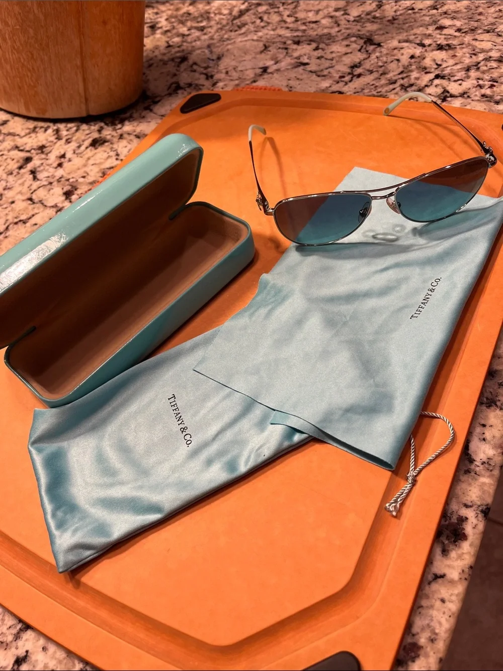 Tiffany & Co. Aviator Sunglasses in Silver Frame with Brown Lenses
